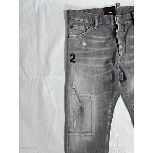 DSQUARED2 Mens Slim Jean IT46 W32 Denim Jeans S74LB0692S30260852 NWT Grey Gray - Picture 6 of 16